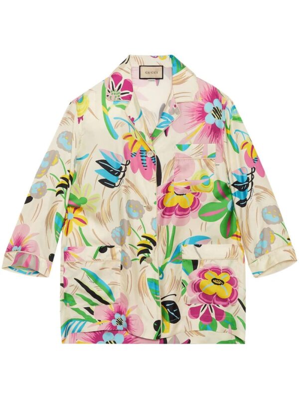 Gucci  floral-print silk shirt