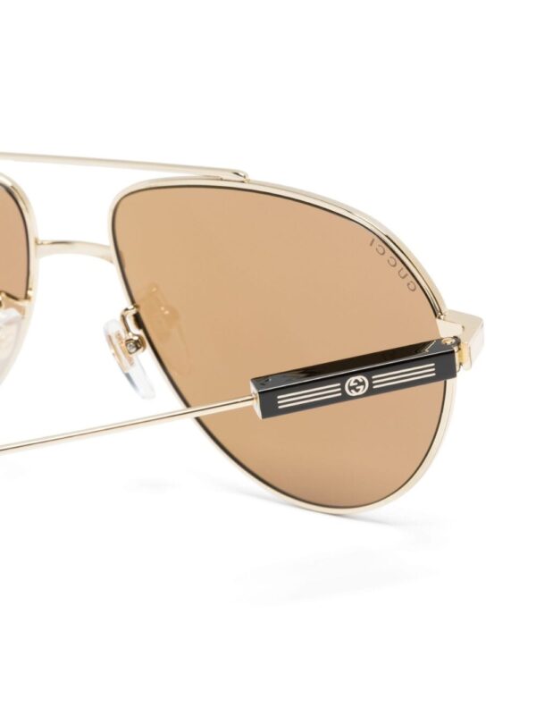 Gucci Eyewear logo-debossed pilot-frame sunglasses - Image 3
