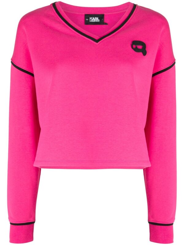 Karl Lagerfeld  Ikonik Karl-patch V-neck sweatshirt