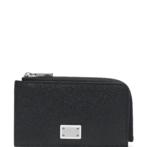 Dolce & Gabbana logo-plaque zipped leather wallet