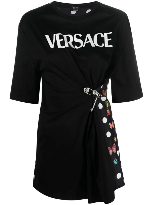 Versace  x Dua Lipa Butterfly-print safety-pin T-shirt