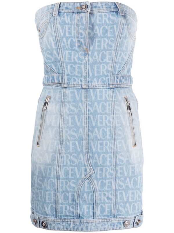 Versace Versace Allover denim minidress