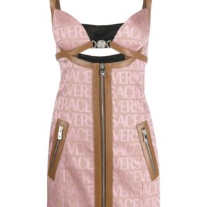 Versace logo-jacquard cut-out minidress