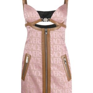 Versace logo-jacquard cut-out minidress
