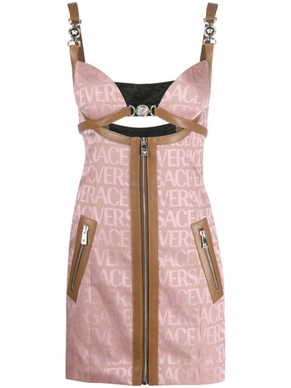 Versace  logo-jacquard cut-out minidress