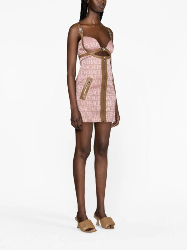Versace  logo-jacquard cut-out minidress - Image 4