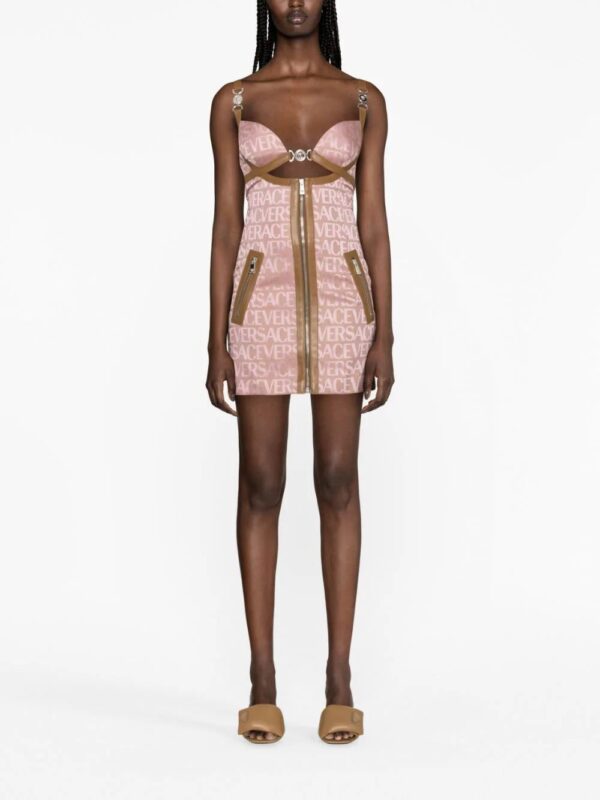 Versace  logo-jacquard cut-out minidress - Image 2