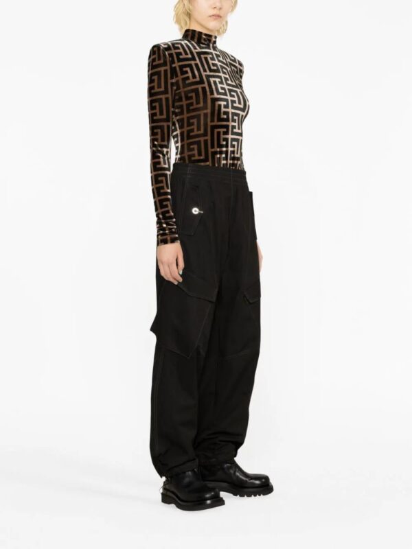 Balmain  monogram-print velvet top - Image 4