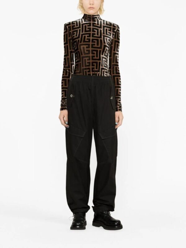 Balmain  monogram-print velvet top - Image 2