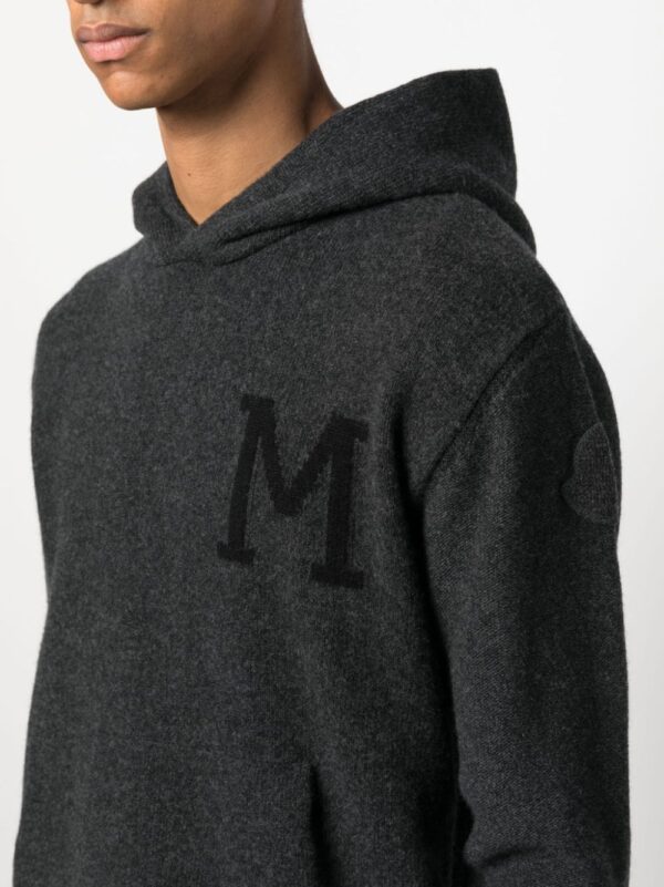Moncler intarsia-knit felted hoodie - Image 6