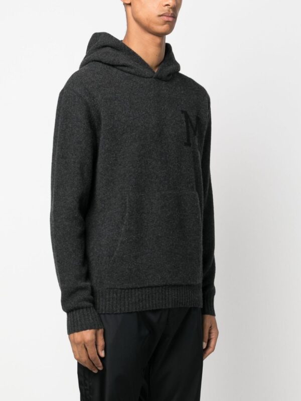 Moncler intarsia-knit felted hoodie - Image 4