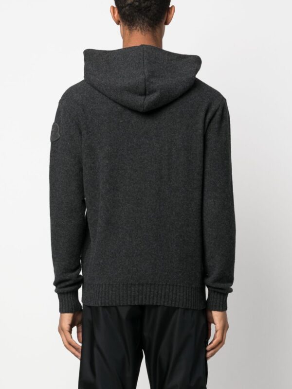 Moncler intarsia-knit felted hoodie - Image 5
