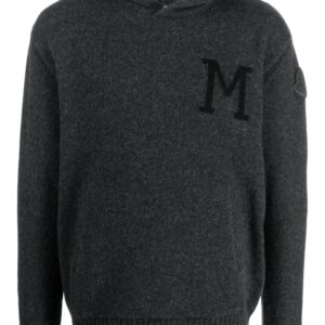 Moncler intarsia-knit felted hoodie