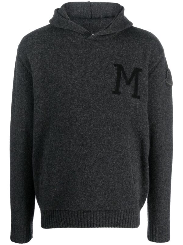 Moncler intarsia-knit felted hoodie