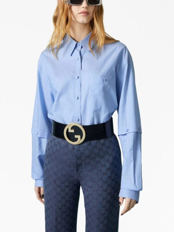 Gucci  logo-patch detachable-sleeve shirt - Image 3