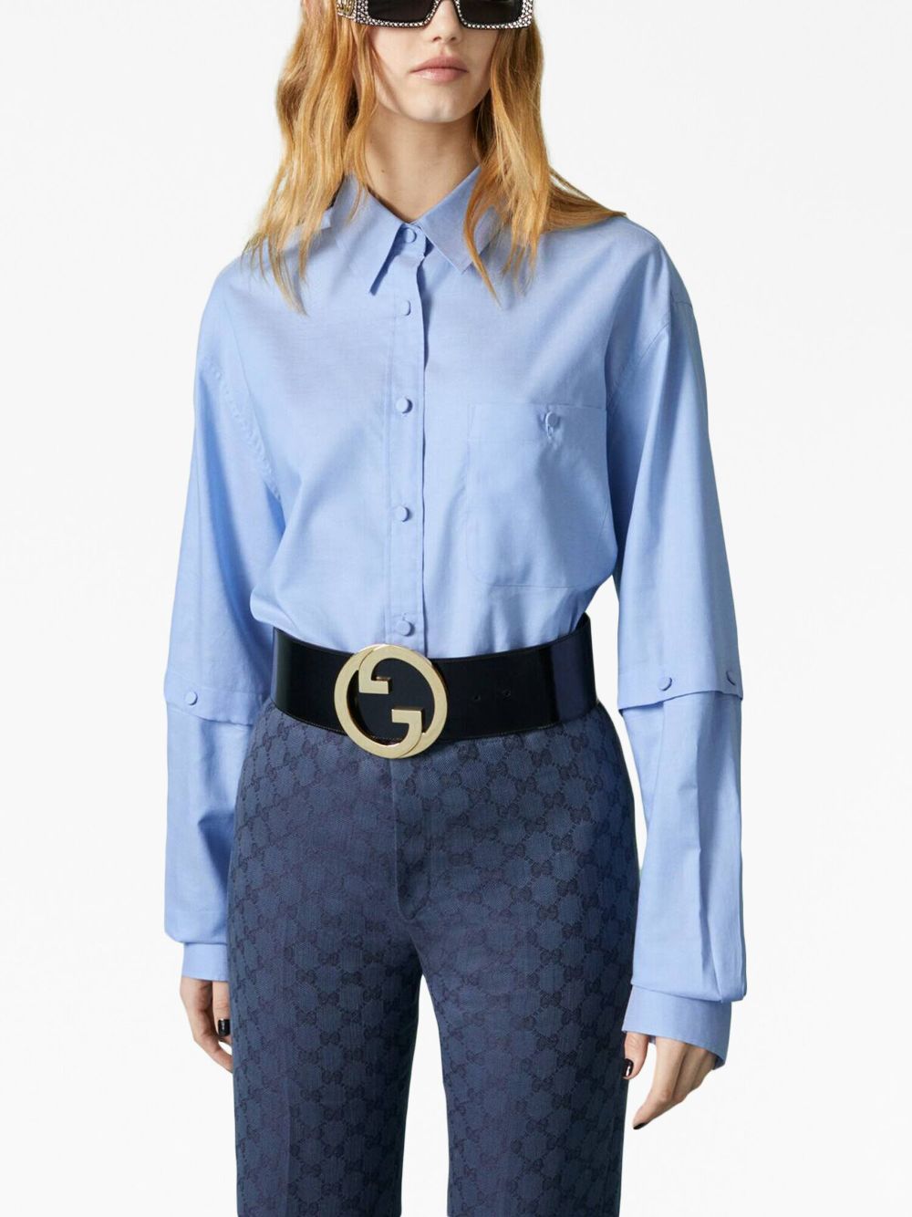 Gucci logo-patch detachable-sleeve shirt - Image 3