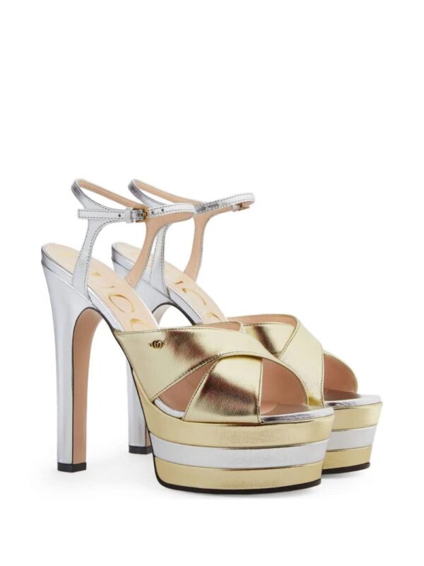 Gucci  metallic-finish platform sandals - Image 2