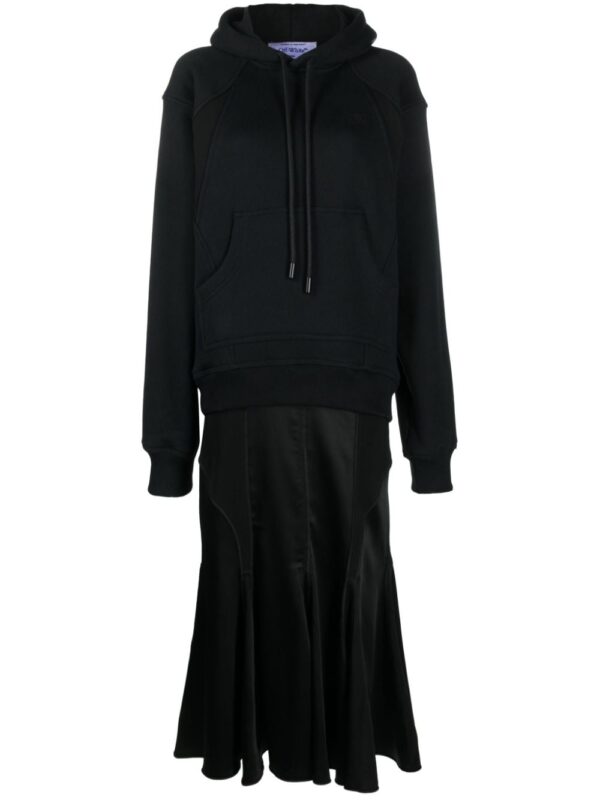 Off-White logo-printed hooded midi dress