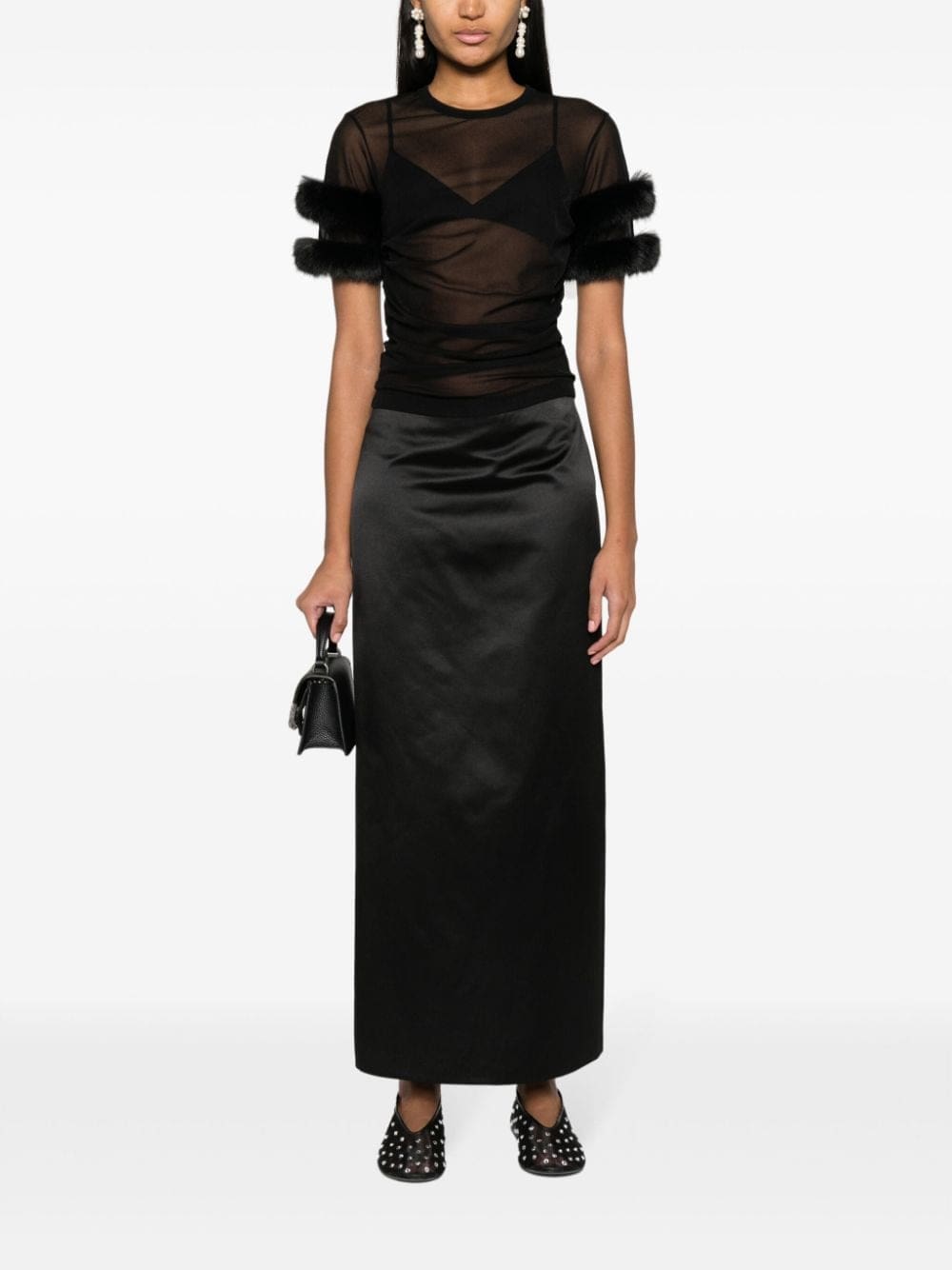 Gucci faux fur-trim mesh top - Image 2