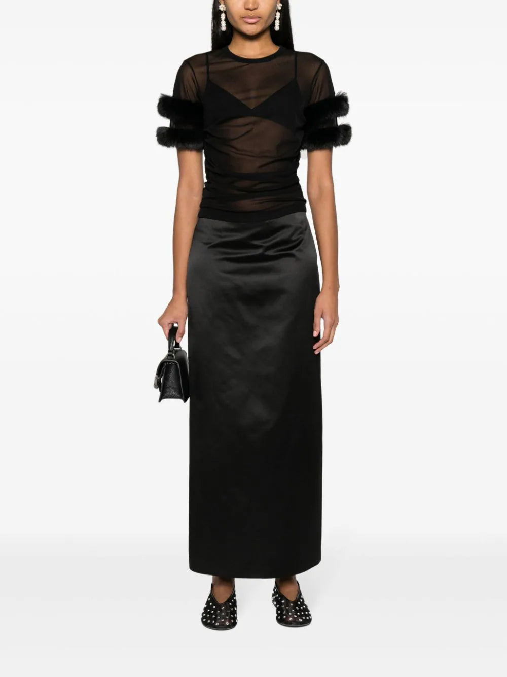 Gucci faux fur-trim mesh top - Image 2