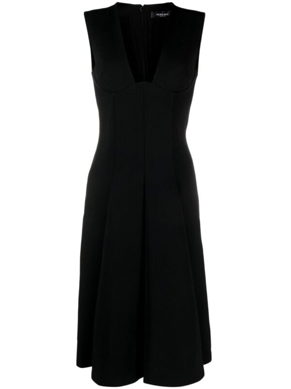 Versace box-pleat sleeveless midi dress