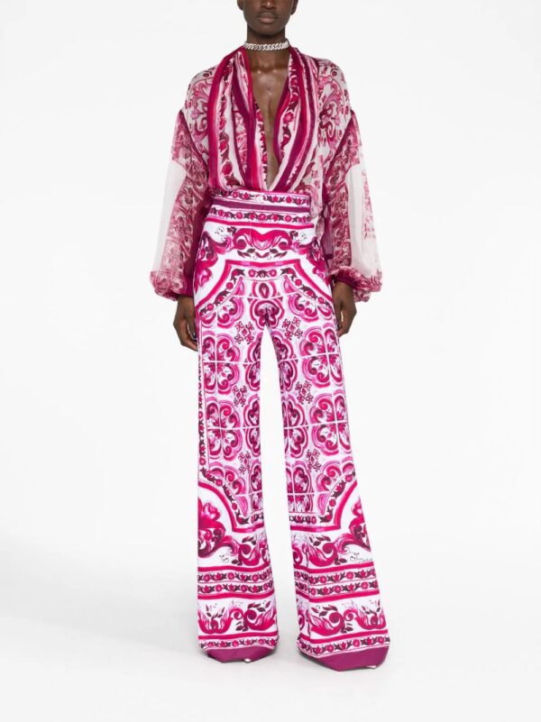 Dolce & Gabbana  Majolica-print wide-leg trousers - Image 2