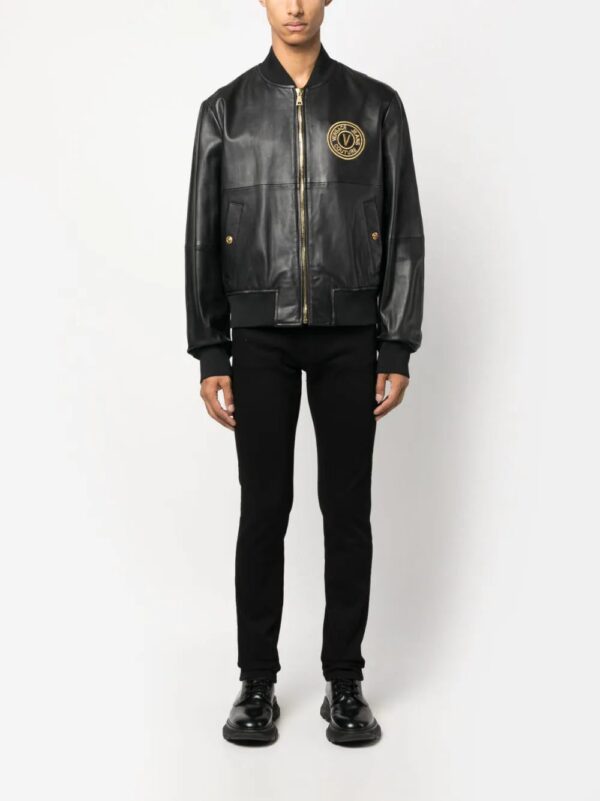 Versace Jeans Couture  logo-embroidered leather jacket - Image 2