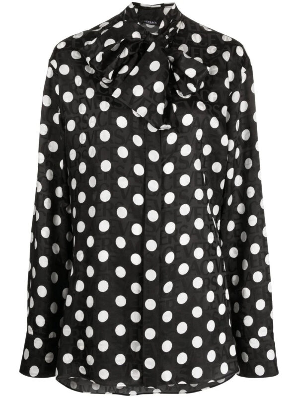 Versace  polka-dot logo-print blouse