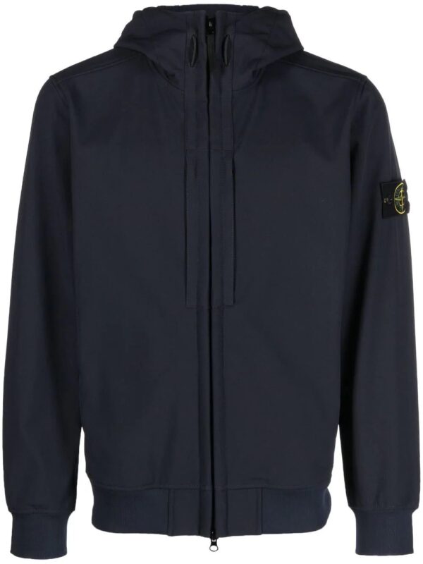 Stone Island  logo-patch zip-front hooded jacket