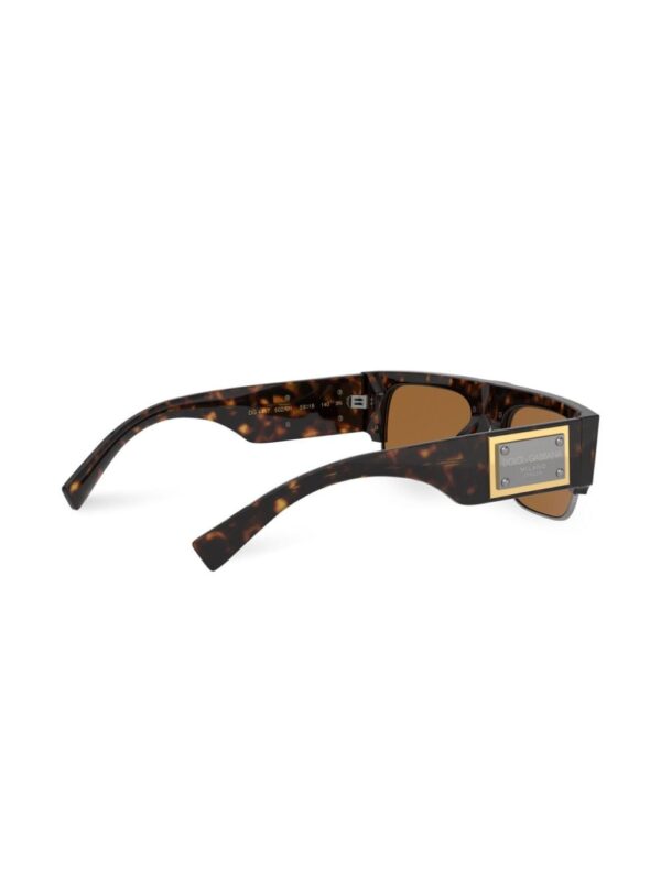 Dolce & Gabbana Eyewear logo-plaque tortoiseshell rectangle-frame sunglasses - Image 4
