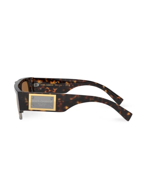 Dolce & Gabbana Eyewear logo-plaque tortoiseshell rectangle-frame sunglasses - Image 3