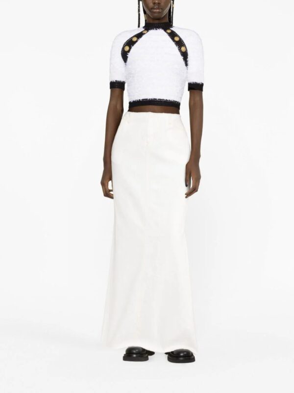 Balmain  button-embellished tweed crop top - Image 2
