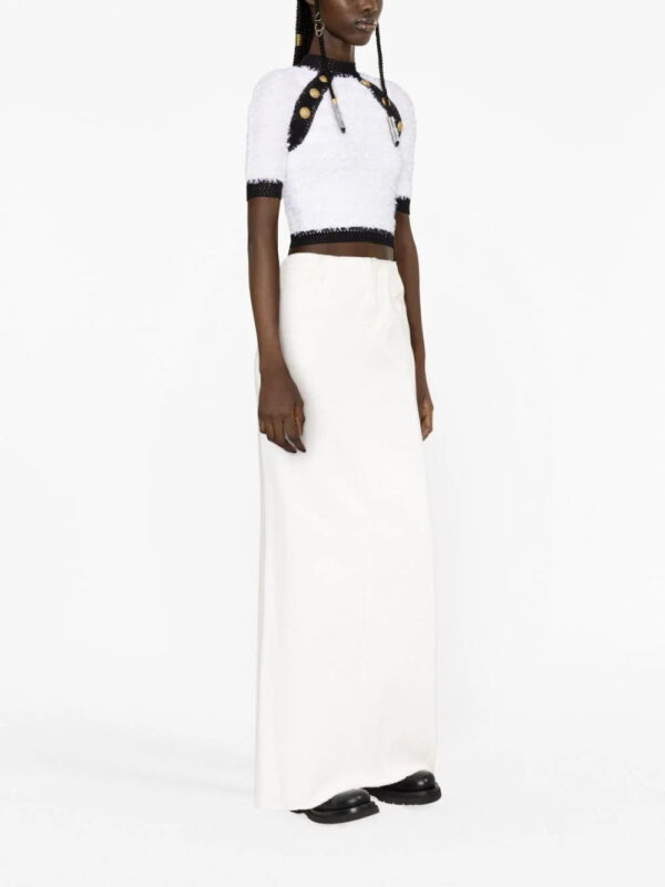 Balmain  button-embellished tweed crop top - Image 4