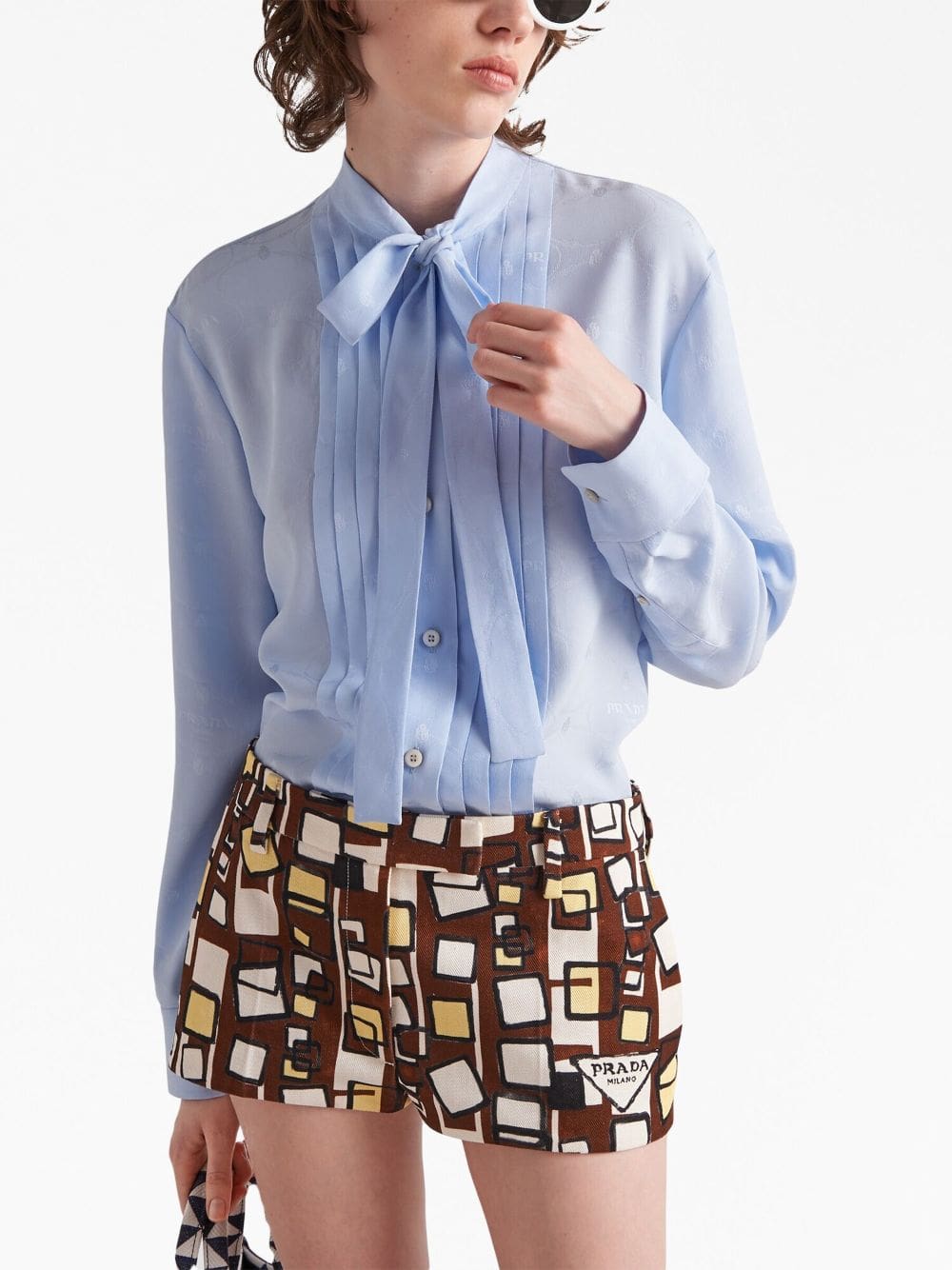 Prada jacquard crepe-de-chine blouse - Image 3