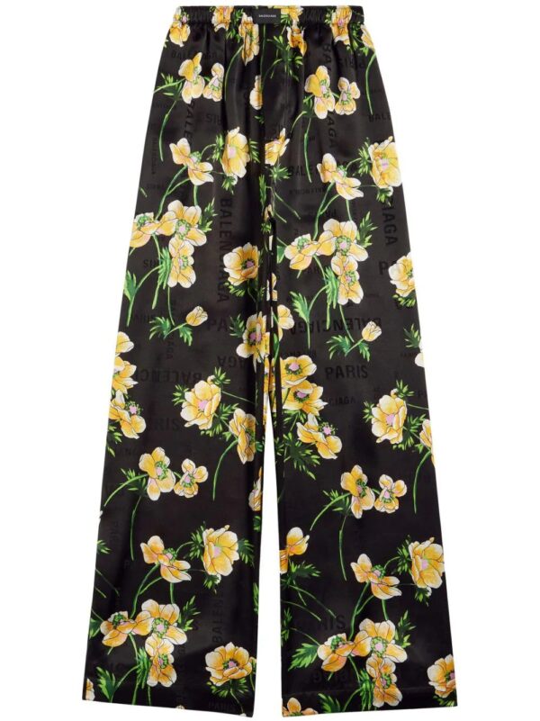 Balenciaga  floral-print silk palazzo pants