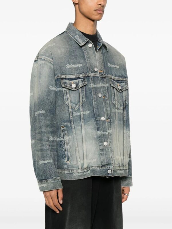 Balenciaga  logo-print denim jacket - Image 4