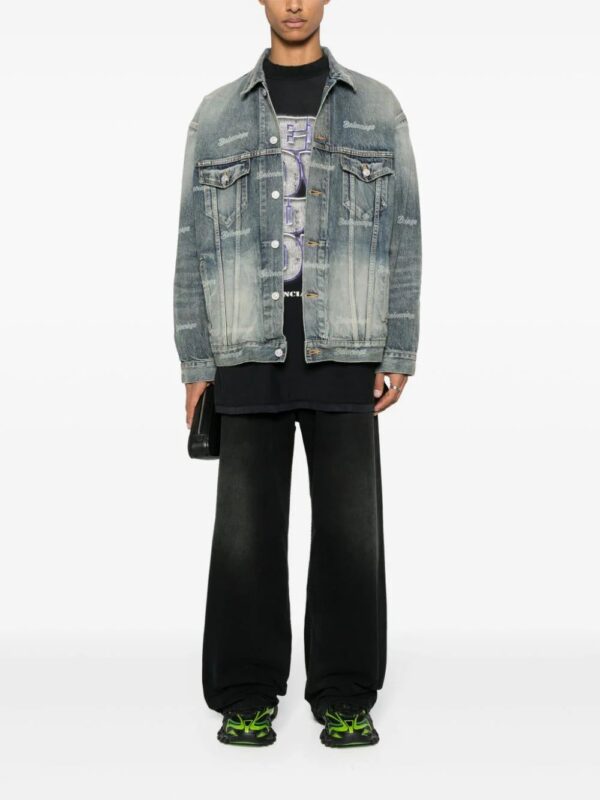 Balenciaga  logo-print denim jacket - Image 3