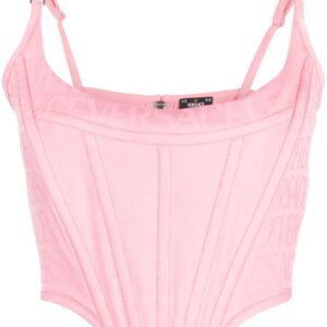 Versace  logo-jacquard corset top
