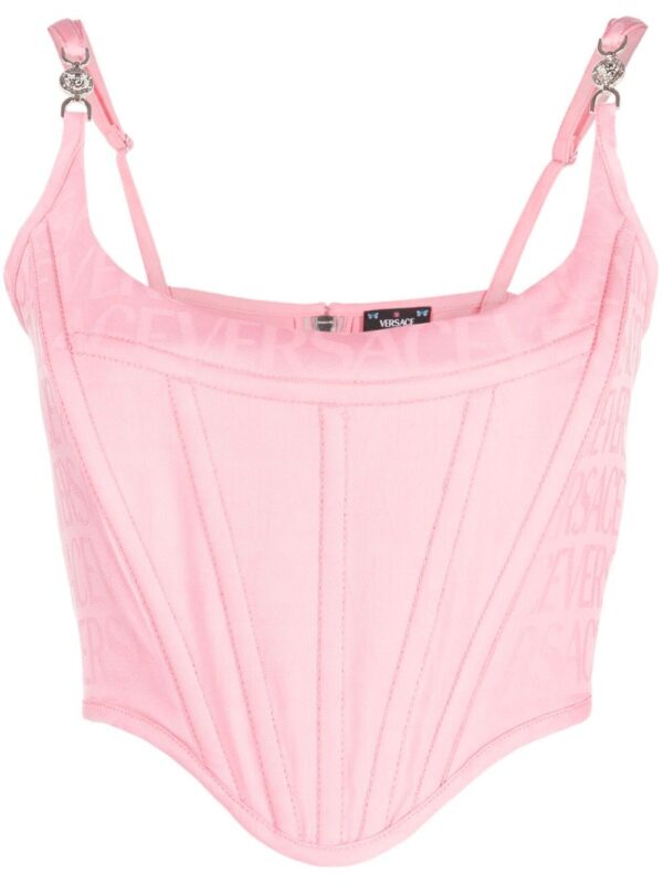 Versace  logo-jacquard corset top