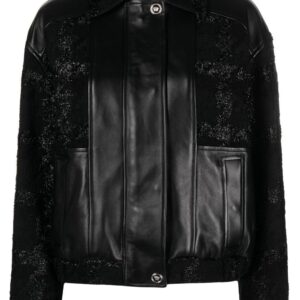 Versace  glittered leather bomber jacket
