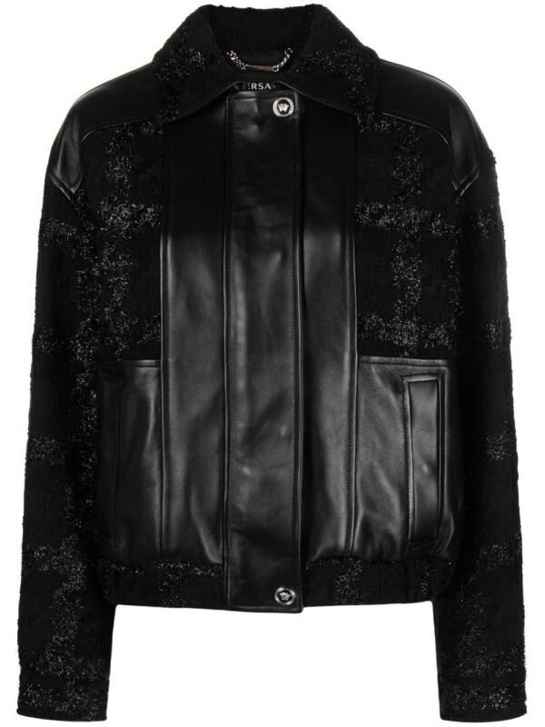 Versace  glittered leather bomber jacket