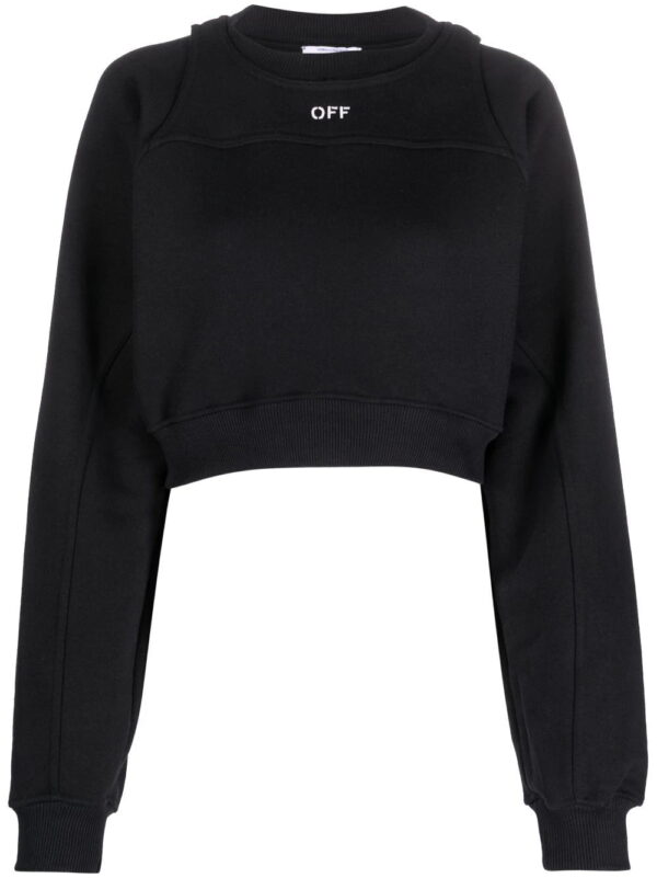 Off-White  logo-print cropped cotton sweatshirt