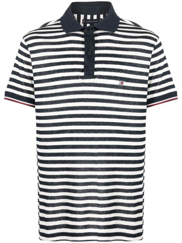 Tommy Hilfiger logo-patch striped polo shirt