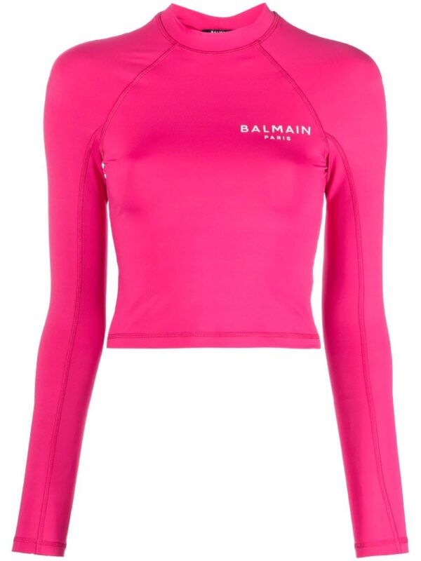 Balmain  logo-print crop top