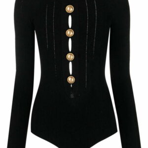 Balmain button-embellished knitted bodysuit