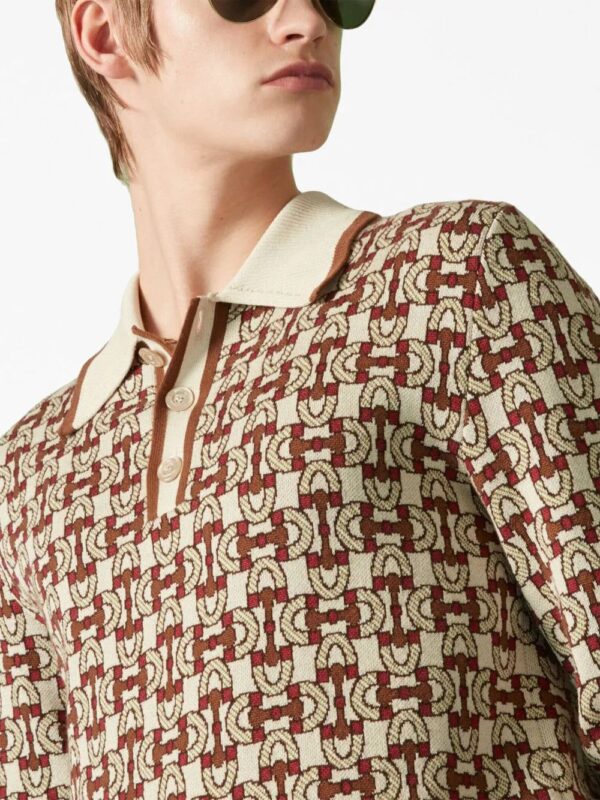 Gucci  Horsebit-print jacquard polo shirt - Image 4