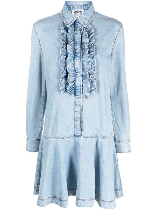 MOSCHINO JEANS  ruffle-detail denim dress
