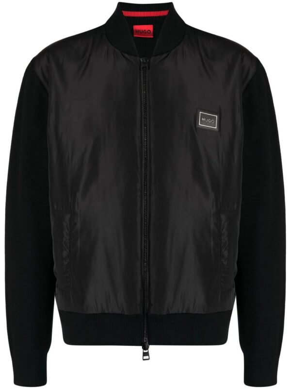 HUGO  logo-patch bomber jacket