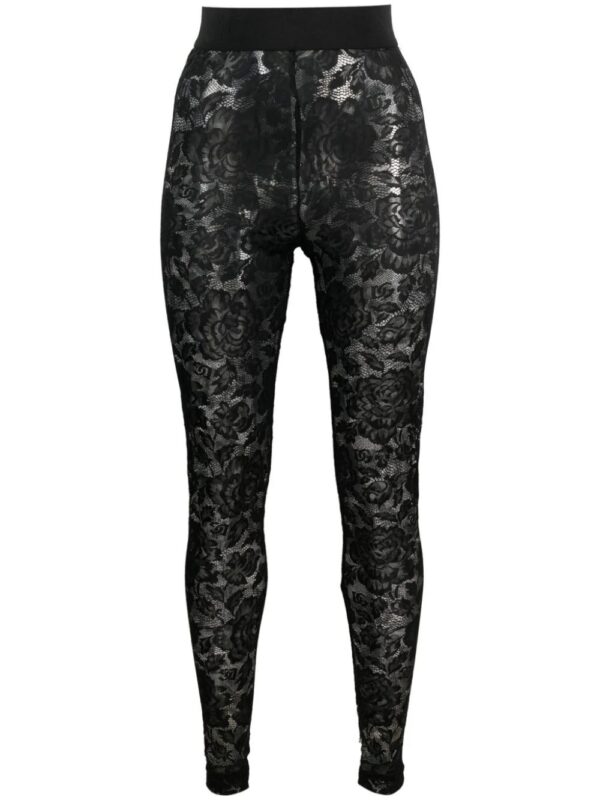 Dolce & Gabbana  floral-lace logo-waistband leggings