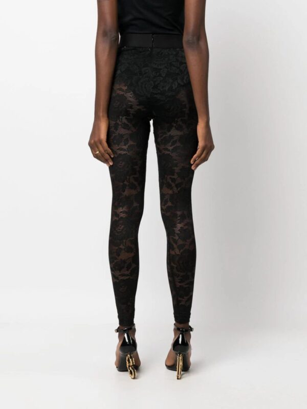 Dolce & Gabbana  floral-lace logo-waistband leggings - Image 4